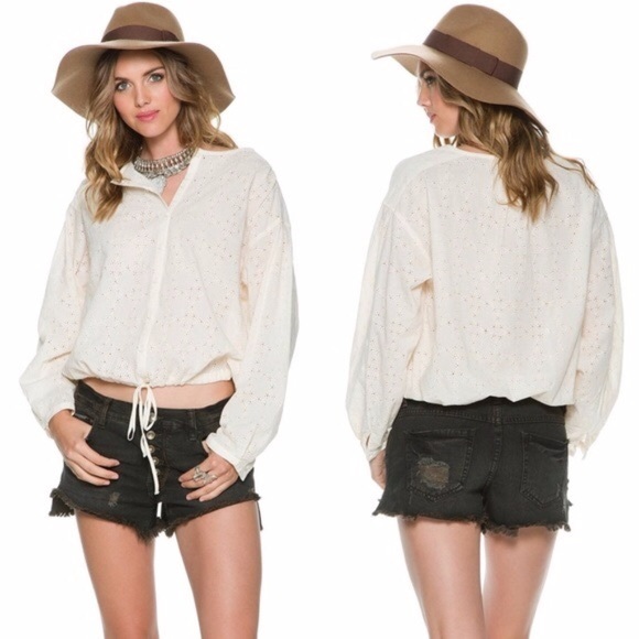 Free People Tops - ⭐️ SOLD ⭐️ Free People eyelet blouse peasant top